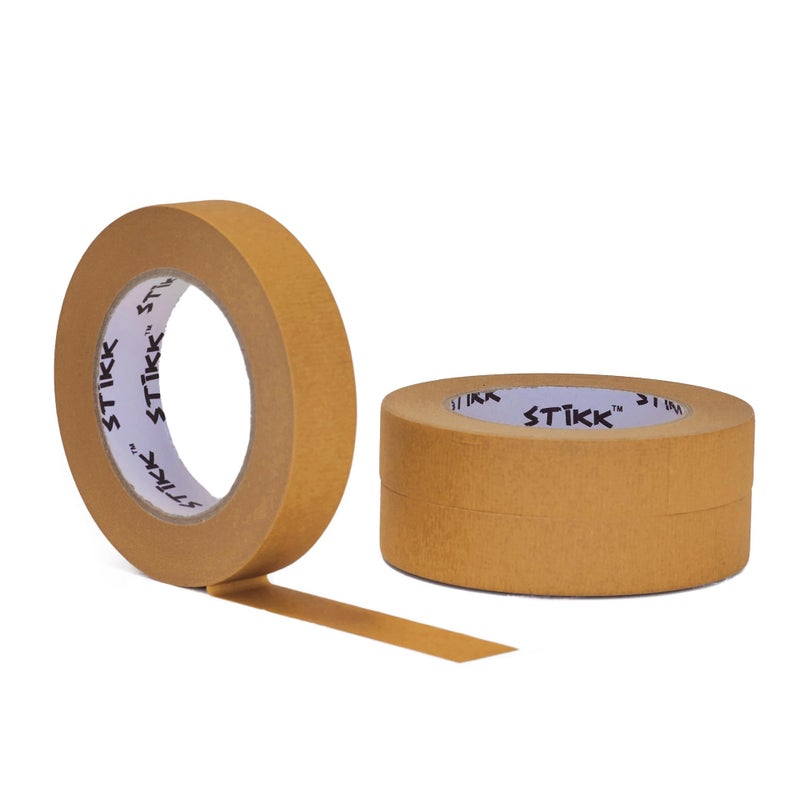 STIKK Painters Tape - 3pk Brown Painter Tape - 1 inch x 60 Yards - Paint Tape for Painting, Edges, Trim, Ceilings - Masking Tape for DIY Paint Projects - Residue-Free Painting Tape - Image 1
